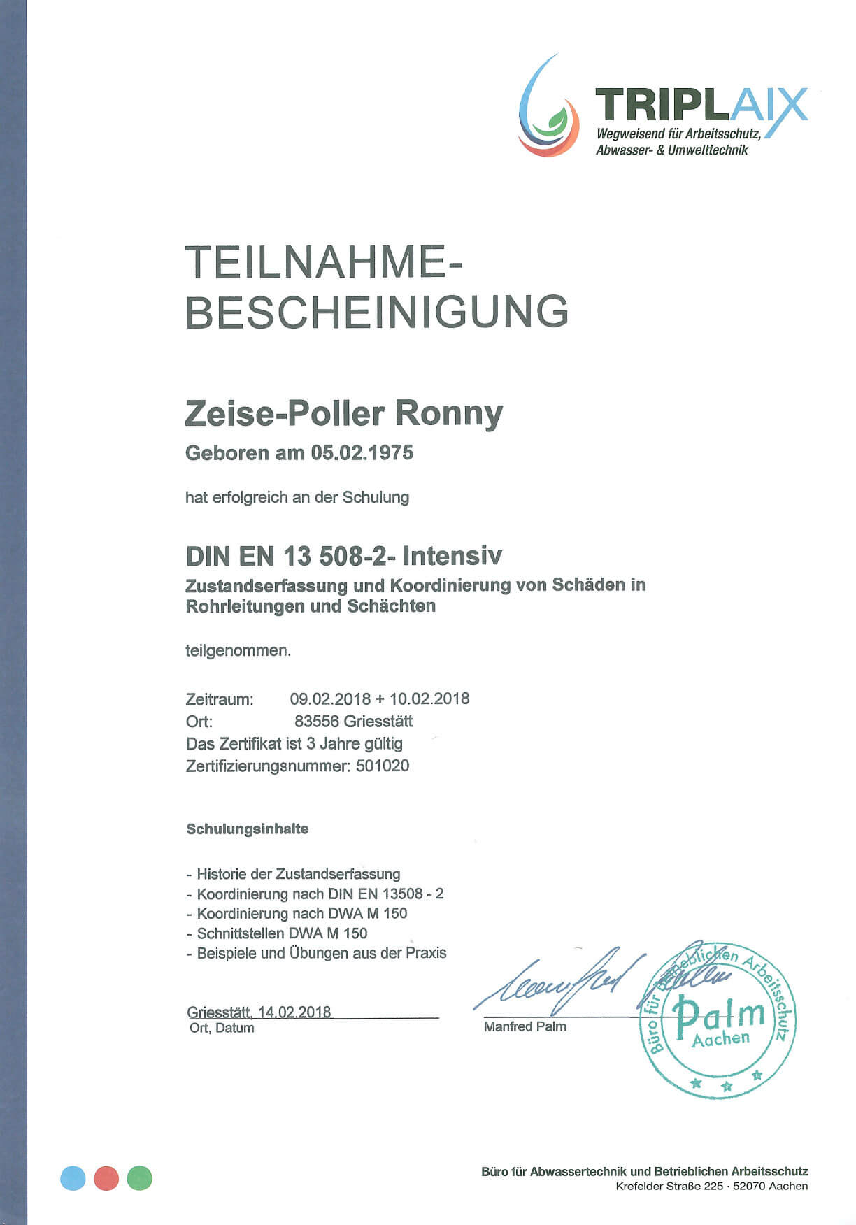 Zertifikat-Kanalservice Braunen